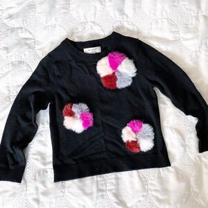 Milly Minis 4/5 Girl's Black Sweater with Faux Fur Accents